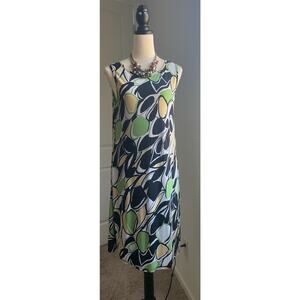 LILY Black Yellow Green Lemon Lime Sleeveless Stretch Art-to-Wear Dress XL